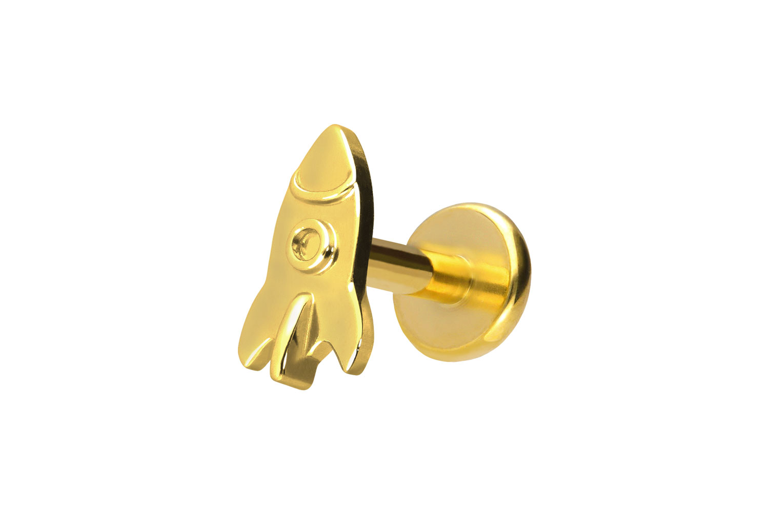 Titan Labret Piercing mit Push Fit RAKETE